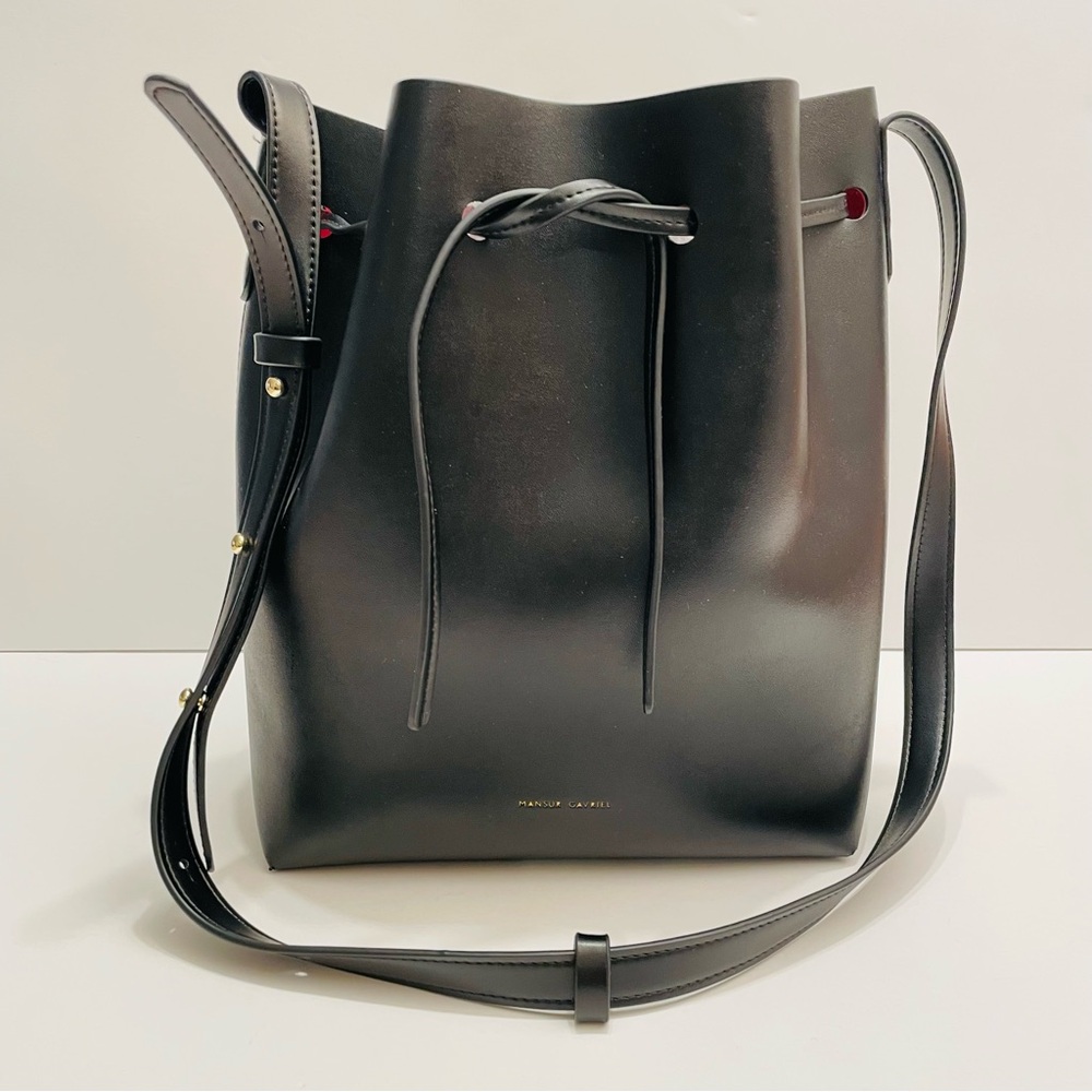 MANSUR GAVRIEL Large Black Flamma Red Leather Bucket Bag MINT RARE! Retail- $695